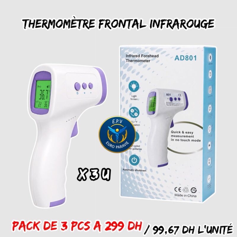 THERMOMETRE FRONTAL INFRAROUGE AD801 X 3U