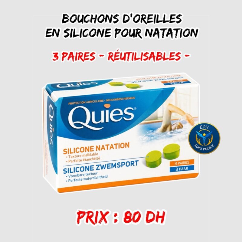BOUCHONS D’OREILLES EN SILICONE POUR NATATION 3 PAIRES { REUTILISABLE }