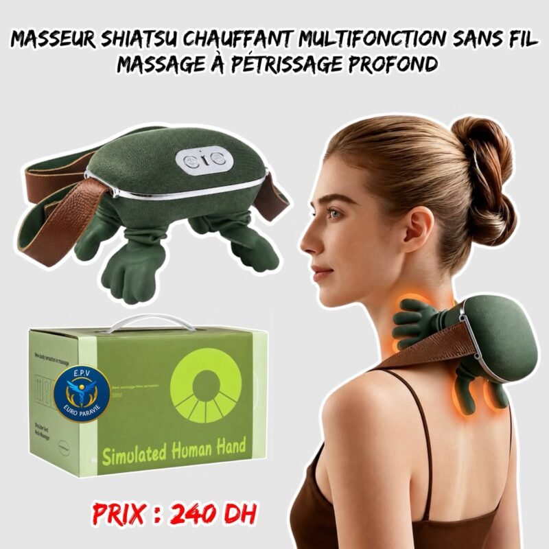 MASSEUR SHIATSU CHAUFFANT MULTIFONCTION SANS FIL MASSAGE A PETRISSAGE PROFOND