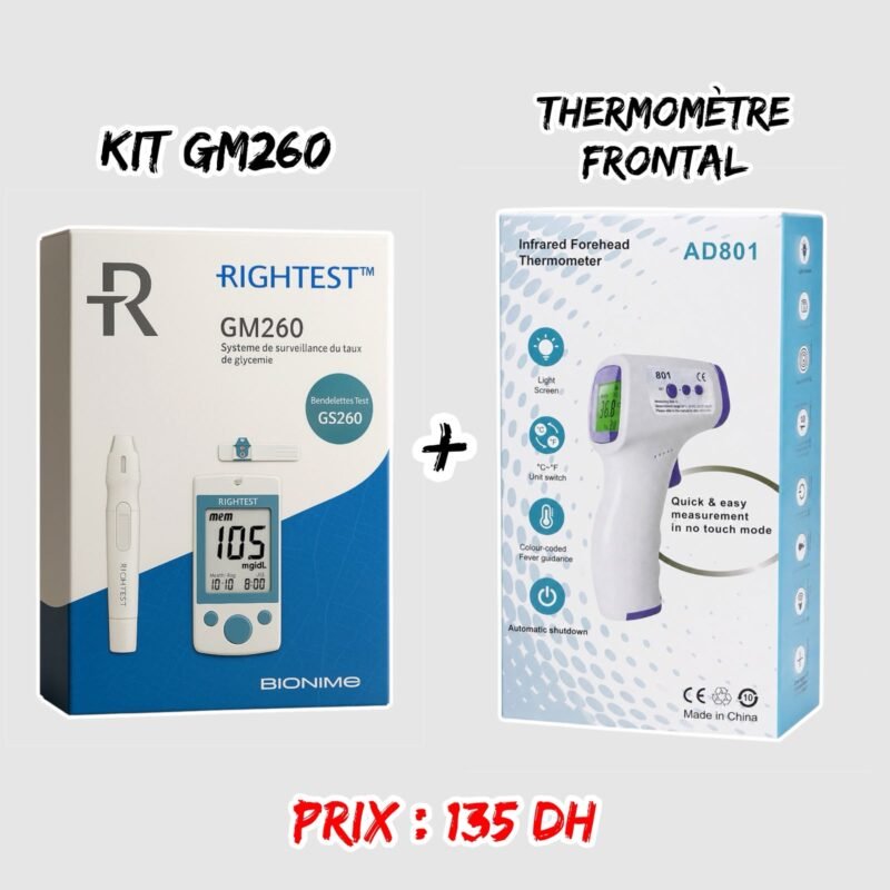 THERMOMETRE FRONTAL INFRAROUGE AD801 + KIT GM260