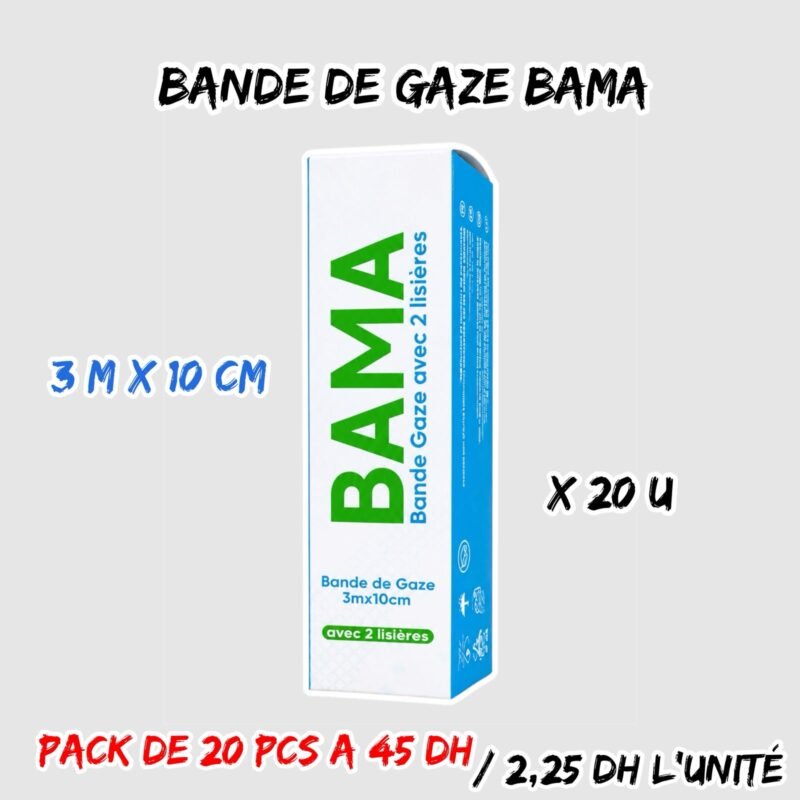 BANDE DE GAZE 3M X 10CM { BAMA }