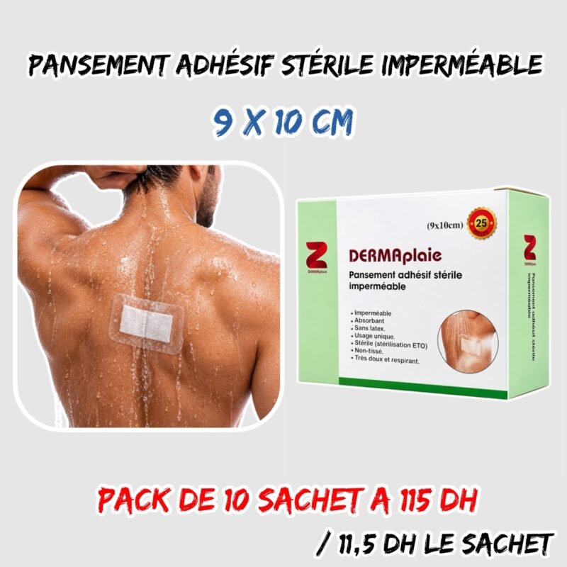 PANSEMENT ADHESIF STERILE IMPERMEABLE 9 X 10 CM