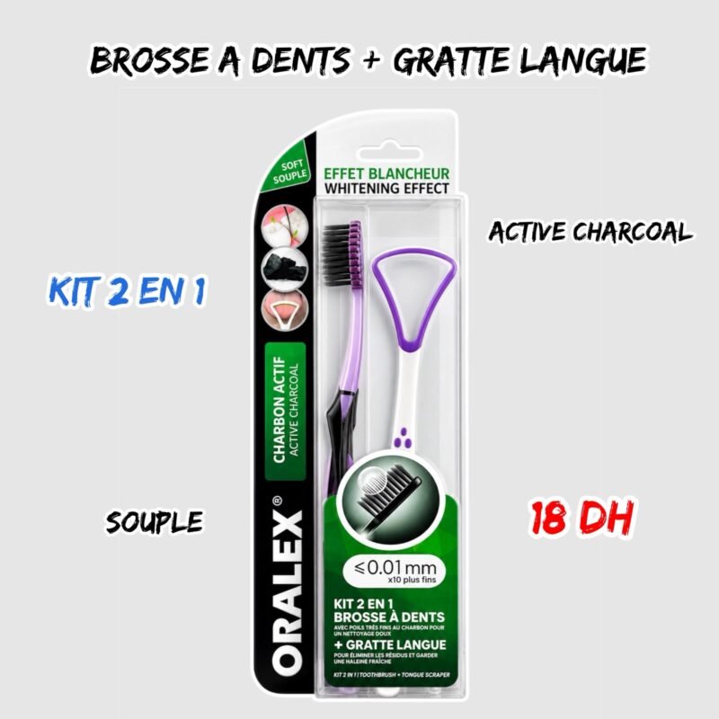 KIT 2 EN 1 BROSSE A DENTS + GRATTE LANGUE