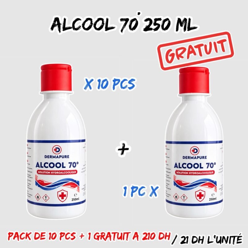 ALCOOL 70° 250ML 10U + 1U GRATUIT