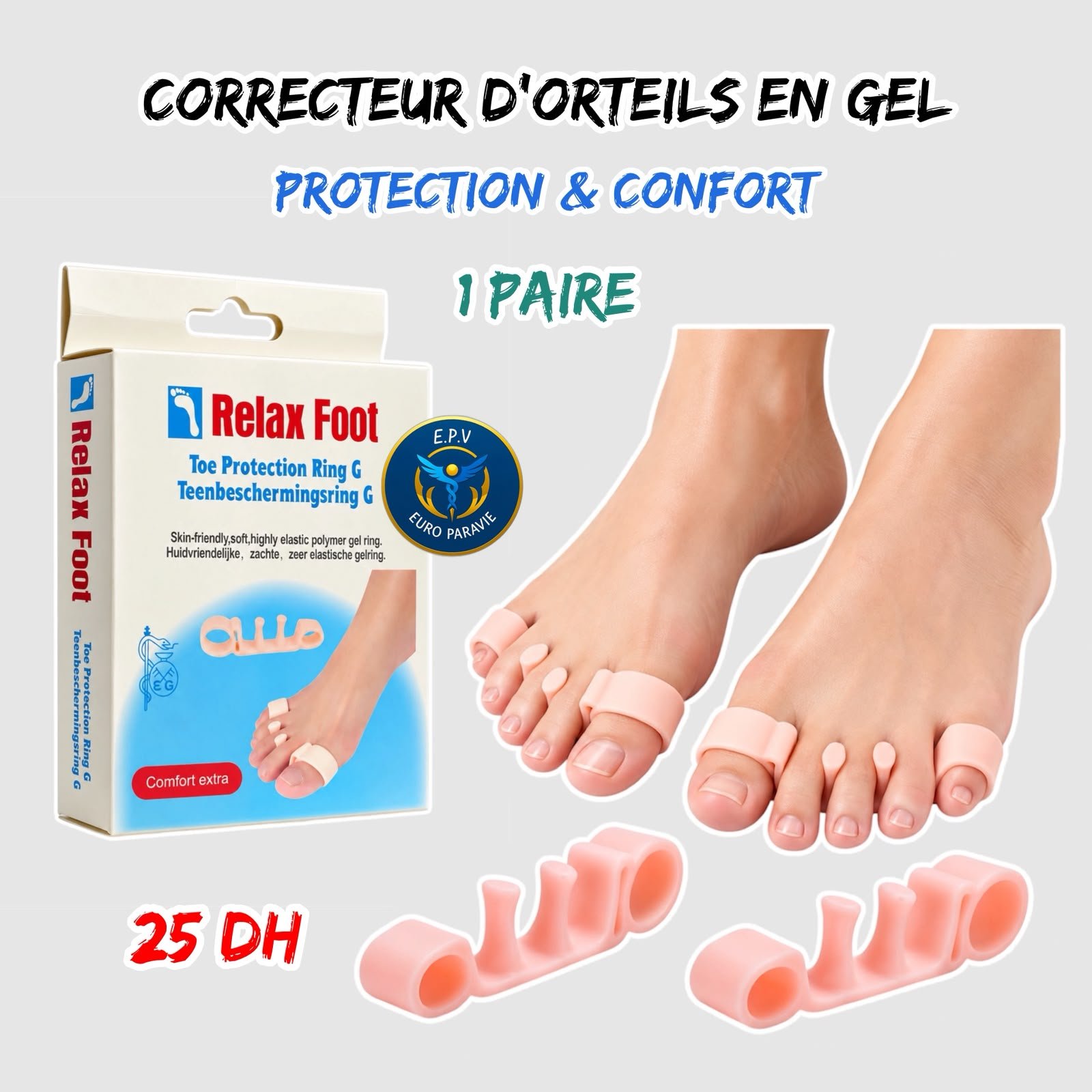 CORRECTEUR D’ORTEILS EN GEL { PROTECTION ET CONFORT }